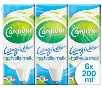 Campina Langlekker halfvolle melk multipack 6 x 200ml