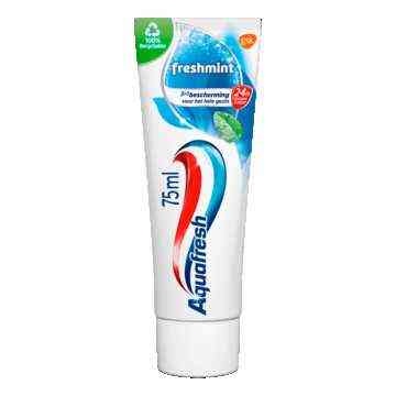 Aquafresh Freshmint 3in1 tandpasta voor een frisse adem 75ml, recyclebare plastic tube en dop