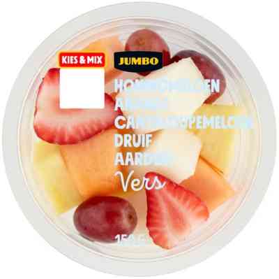 Jumbo Fruitstukjes Honingmeloen, Ananas, Cantaloupemeloen, Druif & Aardbei 150g*