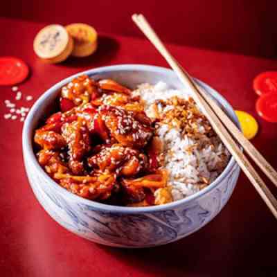 Originele gebakken kip in zoetzure saus