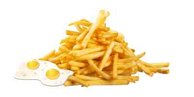 Friet met 2 spiegeleieren